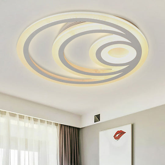 Modern White Round Flush Mount Ceiling Light For Kindergarten - Chic Acrylic Fixture / 16 Warm