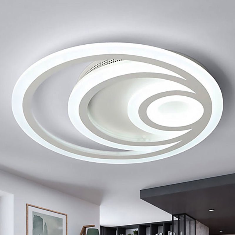 Modern White Round Flush Mount Ceiling Light For Kindergarten - Chic Acrylic Fixture / 16