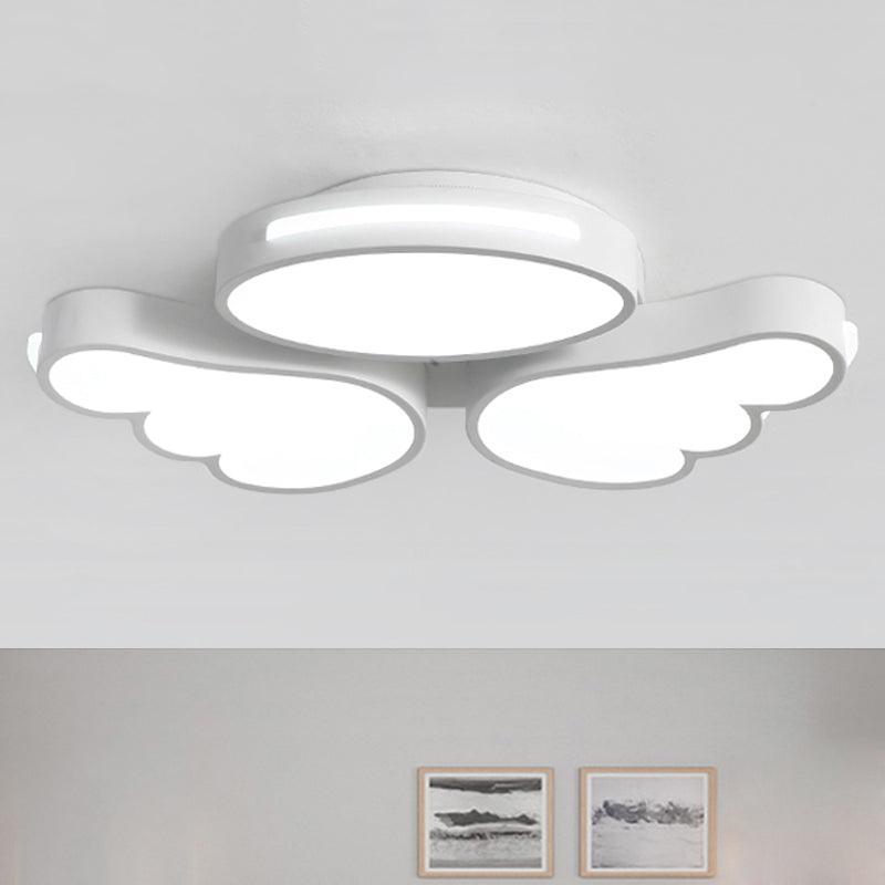 Art Deco Acrylic Flush Mount Ceiling Light - White Angel Design For Kid’s Bedroom /