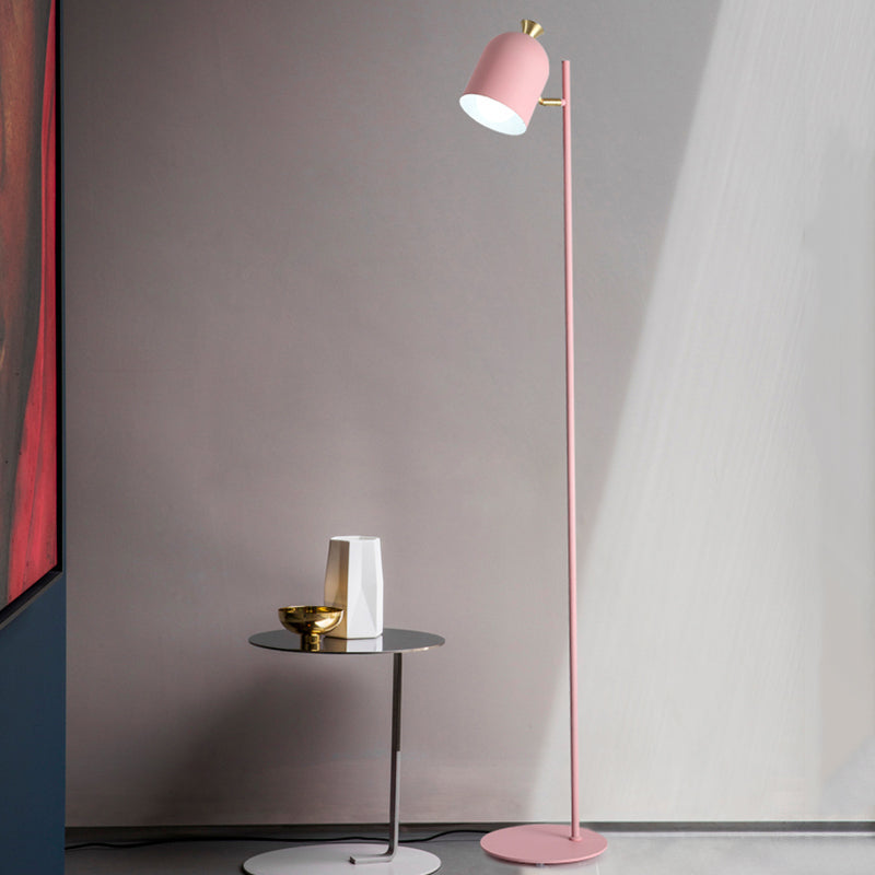 Candy Colored Metal Floor Light - Stylish Macaron Design For Living Room Pink