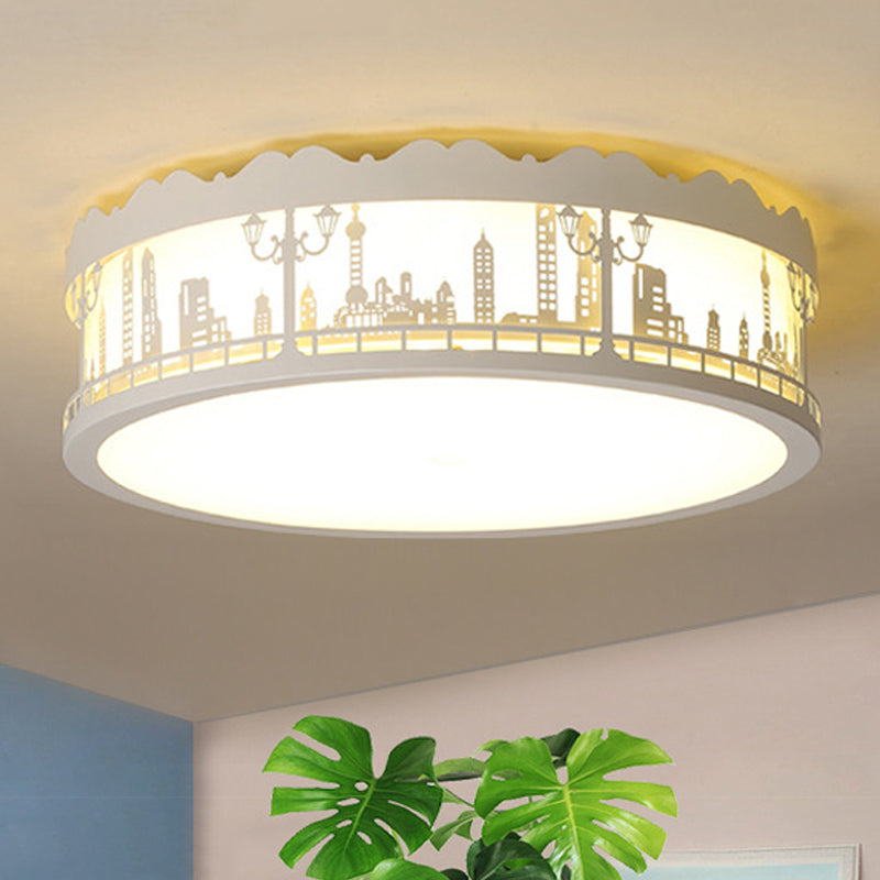 Modern White Circle Ceiling Light Fixture For Nursing Room / 16.5’ Warm
