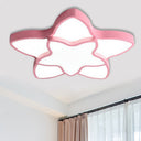 Cartoon Star Flush Ceiling Light Fixture - Acrylic For Kindergarten Pink / 18’ Warm