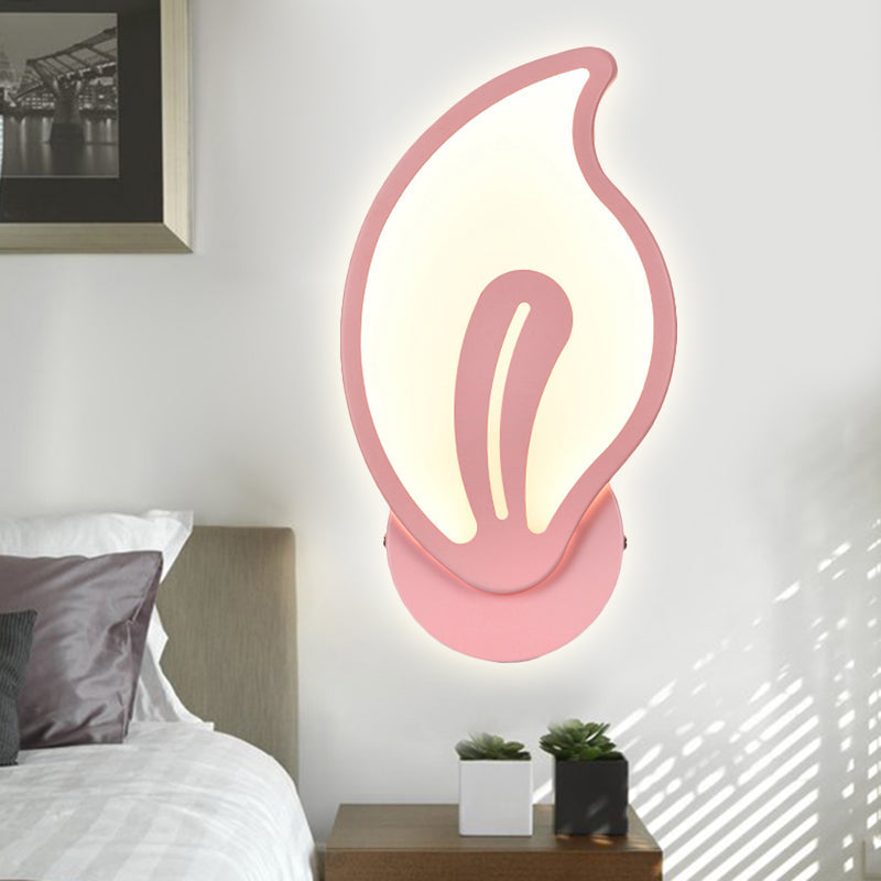 Candy Colored Cartoon Sconce Lamp For Childs Bedroom Stair Wall Pink / Leaf