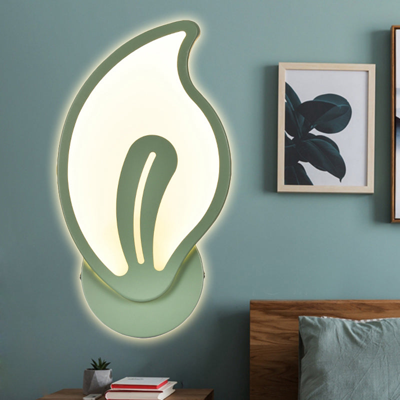 Candy Colored Cartoon Sconce Lamp For Childs Bedroom Stair Wall Green / Leaf