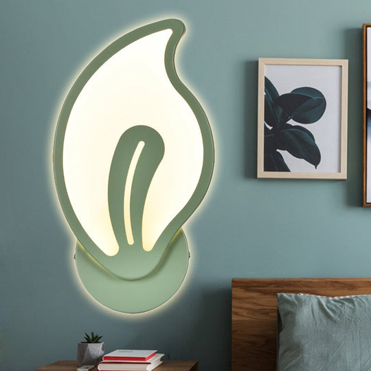 Candy Colored Cartoon Sconce Lamp For Childs Bedroom Stair Wall Green / Leaf