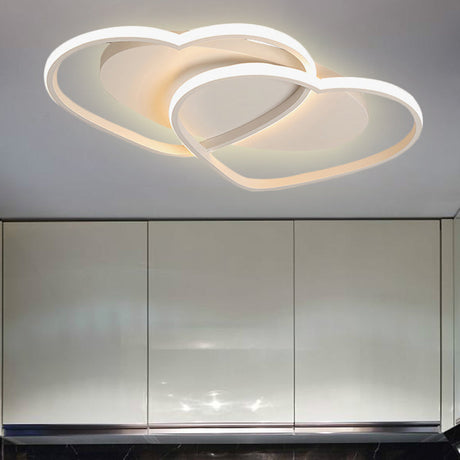 Loving Heart Acrylic Flushmount Ceiling Light For White Bedroom