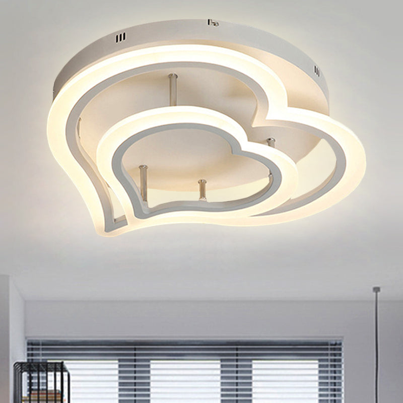 Romantic Heart Ceiling Light In Acrylic White Finish - Ideal For Child Bedroom / 19.5 Warm