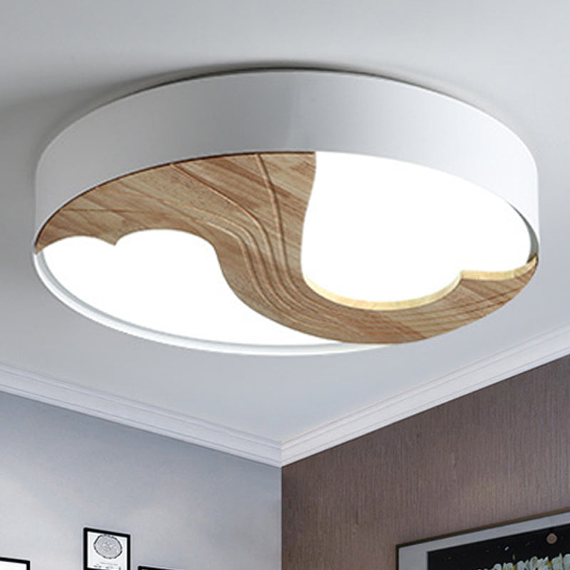 Romantic Wood Led Ceiling Lamp With Double Loving Heart Design For Kid’s Bedroom - White
