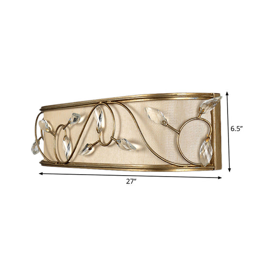 Vintage Metal Cylinder Wall Lamp Sconce With Crystal Leaf Deco In Brass Finish - 1/3-Light Lighting