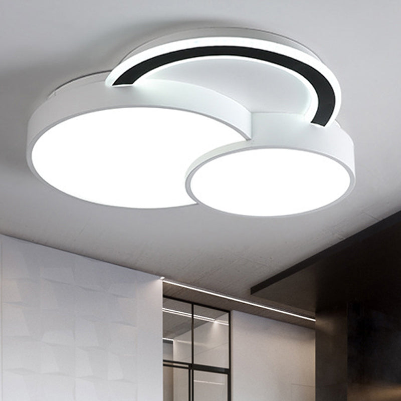 Modern Half-Circle Flush Mount Led Ceiling Lamp - Foyer Round White Acrylic