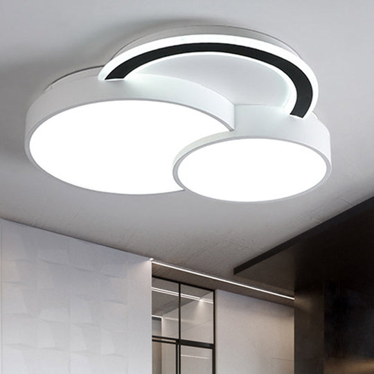 Modern Half-Circle Flush Mount Led Ceiling Lamp - Foyer Round White Acrylic