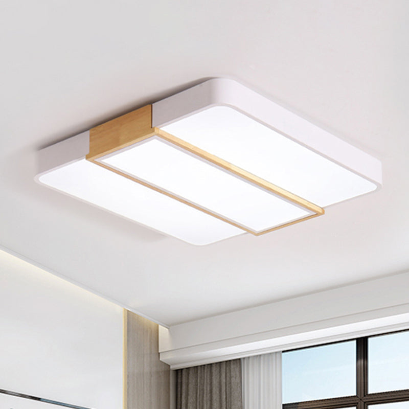 Macaron Acrylic Square Ceiling Mount Light: Candy Colored Led Lamp (16’/19.5’ Wide) In Green