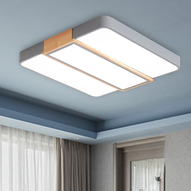 Macaron Acrylic Square Ceiling Mount Light: Candy Colored Led Lamp (16’/19.5’ Wide) In Green