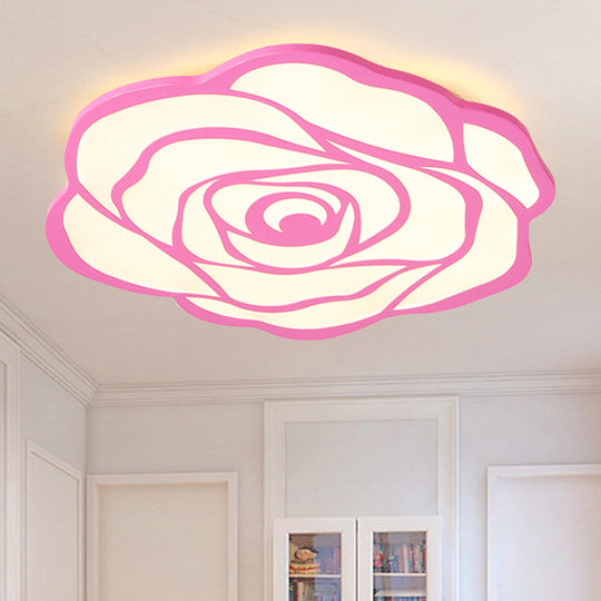 Blossom Shaped Led Ceiling Light - Pink Acrylic Lamp For Girls Bedroom / 16.5’ Warm