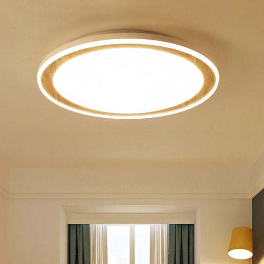 White Led Flush Ceiling Light - Modern & Simple Acrylic Lamp For Study Room Kitchen / 12 Warm