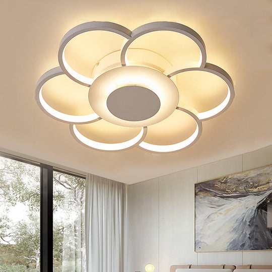 Modern Acrylic Blossom Led Ceiling Light In White For Kids Bedroom - Flush Mount Fixture / 19.5 Warm