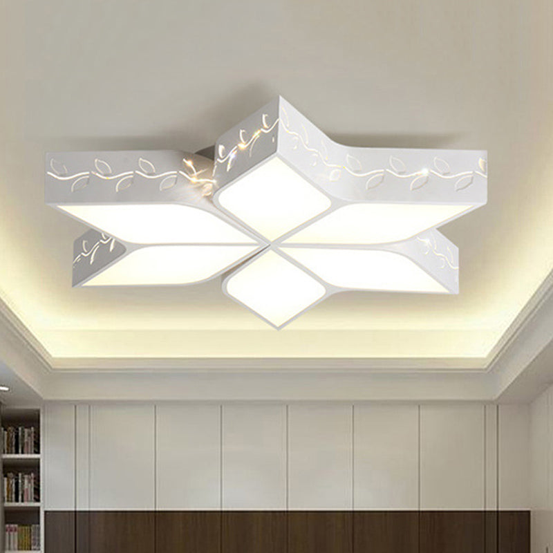 Modern Metal Led Flush Ceiling Light In White Finish For Nursing Rooms