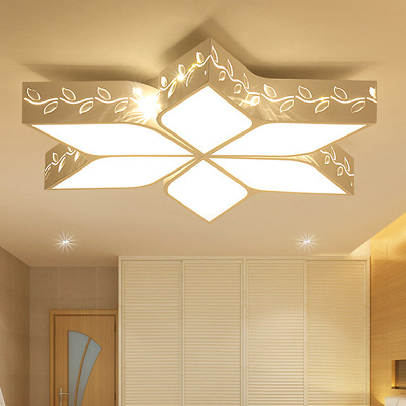 Modern Metal Led Flush Ceiling Light In White Finish For Nursing Rooms / Warm