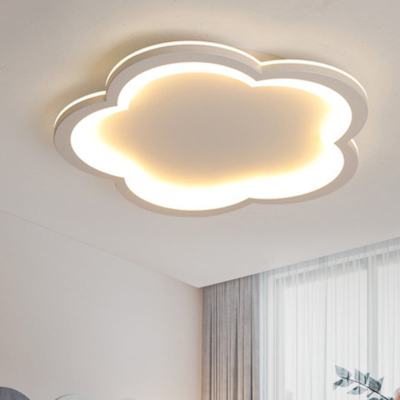 White Acrylic Flower Led Flush Mount Ceiling Lamp - Perfect For Kid’s Bedroom
