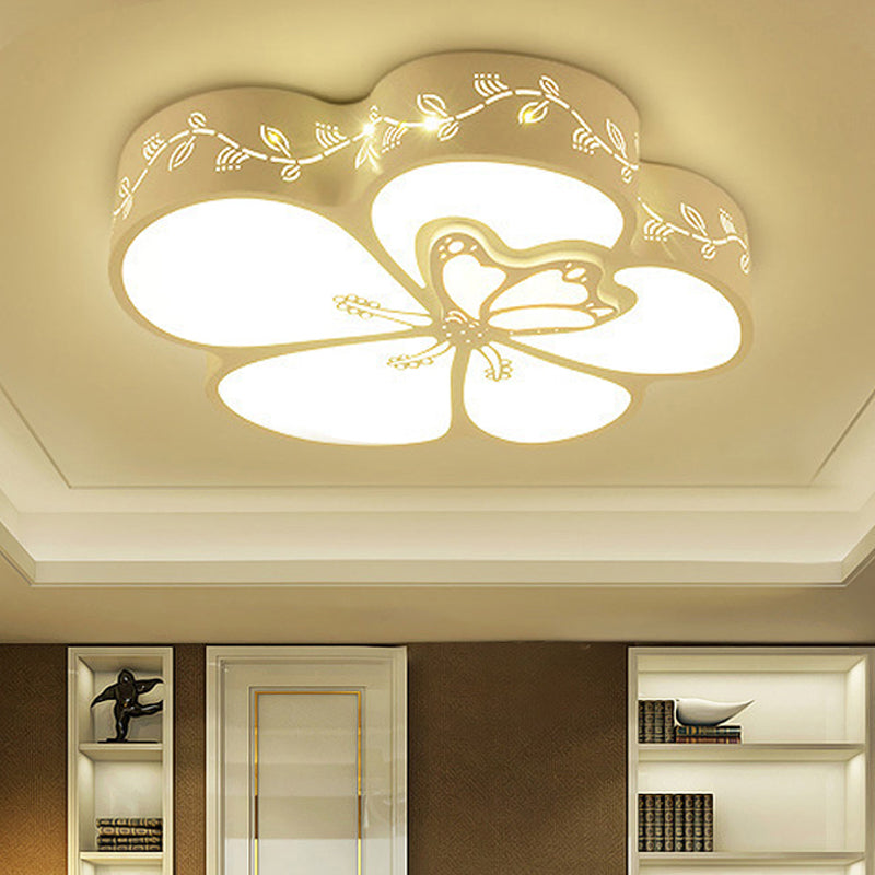 Modern Led Ceiling Light With Butterfly Metal Flush Mount For Girls Bedroom - White / A Third Gear