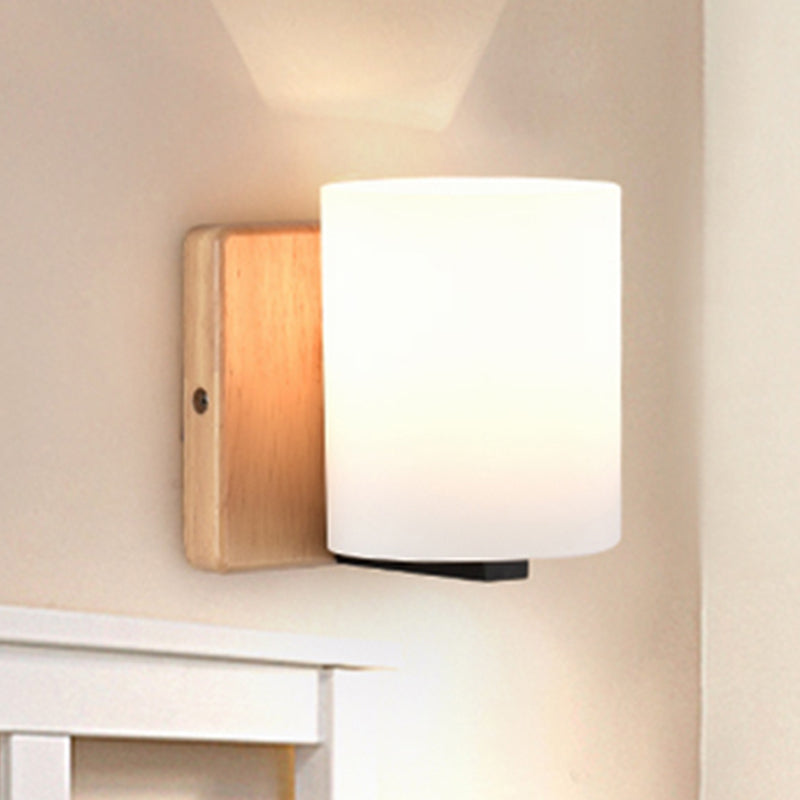 Japanese Style Opal Glass Wall Lamp In White Small Light For Hallway Or Stairway