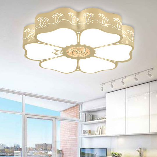 White Etched Petal Metal Ceiling Light For Kids Bedroom Or Bathroom