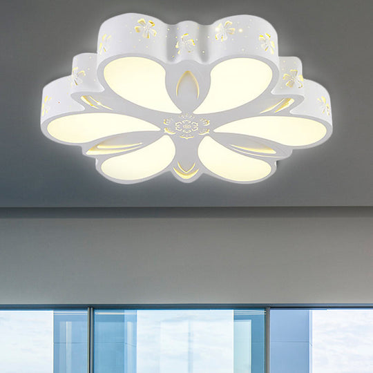 White Etched Petal Metal Ceiling Light For Kids Bedroom Or Bathroom / C