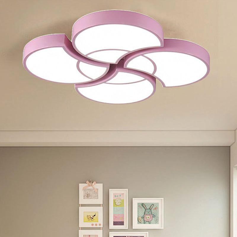 Floral Flush Ceiling Light For Kids Spaces - Metal And Acrylic Lamp Kindergarten Corridor