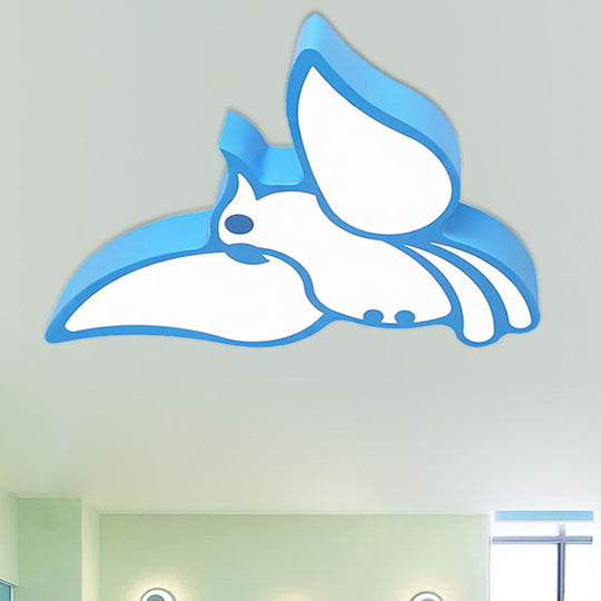 Modern Led Flushmount Ceiling Light: Stylish Flying Bird Design For Kindergarten Blue / White 18’