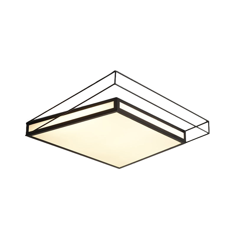 Modern Led Flush Mount Ceiling Light With Hexagon/Square Design – Black/Grey Third Gear