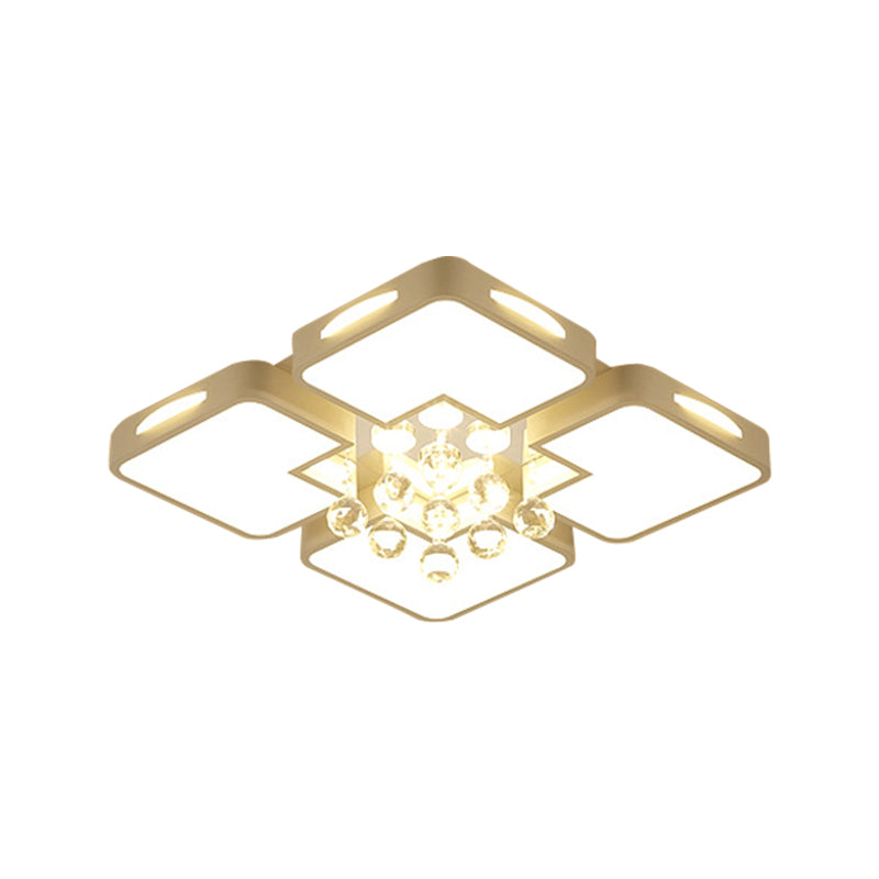 White Square Led Flush Ceiling Light - 16’/19.5’/23.5’ Width Contemporary Design Warm/White