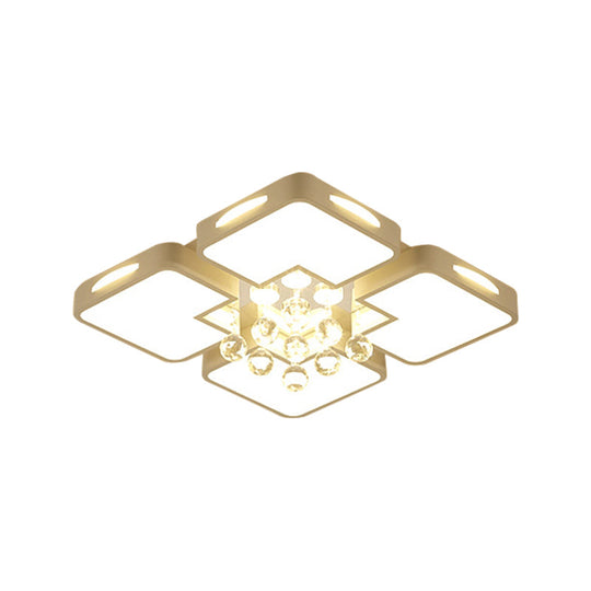 White Square Led Flush Ceiling Light - 16’/19.5’/23.5’ Width Contemporary Design Warm/White