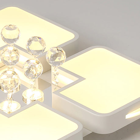 White Square Led Flush Ceiling Light - 16’/19.5’/23.5’ Width Contemporary Design Warm/White