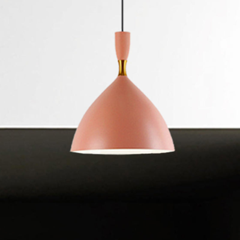 Macaron Loft Suspension Light - Restaurant Cloth Shop Funnel Pendant Lighting Aluminum 1 Head Pink