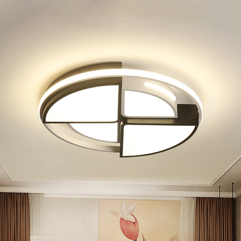 Modern Fan-Shaped Led Flush Mount Ceiling Light With Metal And Acrylic Shade - 16/19.5 Black-White /