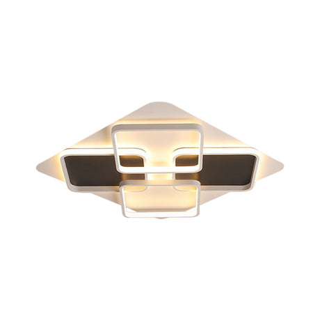 Contemporary Metal Led Multi Square Flush Mount Light In Black/White Warm/White Sizes: 18/24.5/34.5