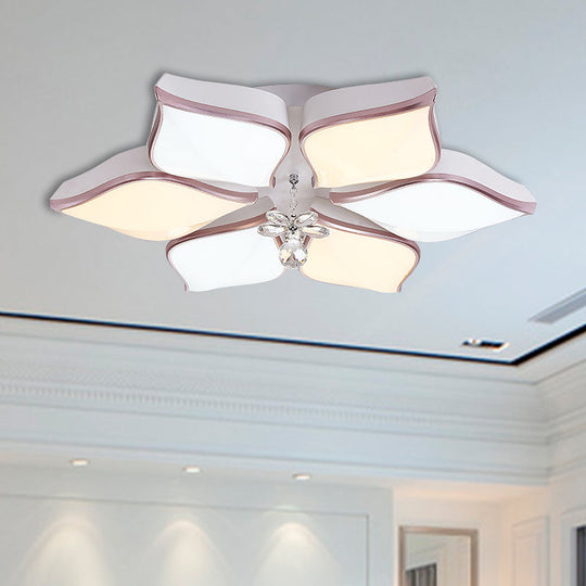 Modern 24.5’/25.5’ Flush Mount Led Light With Clear Crystal Accent In Warm/White Petal Design