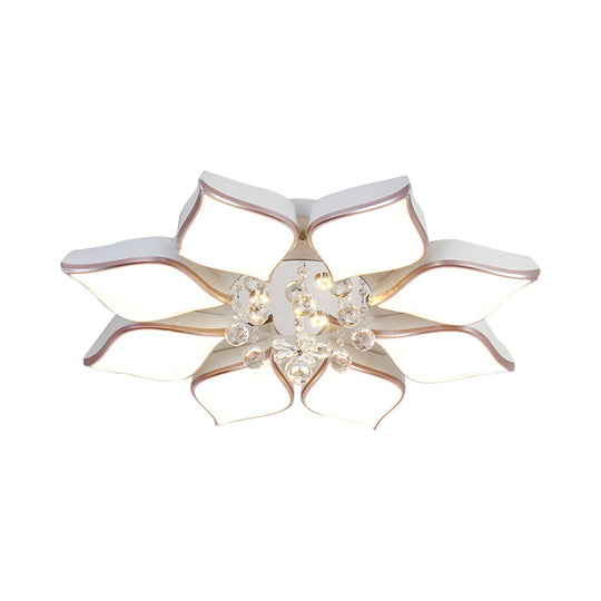 Modern 24.5’/25.5’ Flush Mount Led Light With Clear Crystal Accent In Warm/White Petal Design