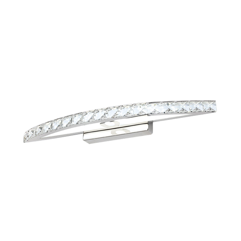 Modern Curved Vanity Lighting: Clear/Champagne Crystal Led Wall Mounted Lamp - 17/21 W Warm/White