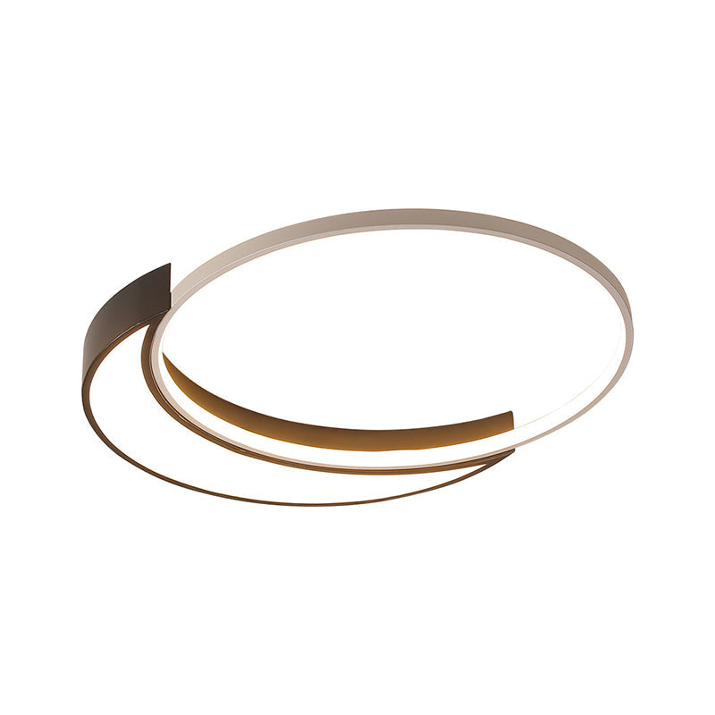 Modern Black And White Metal Shade Ceiling Flush Light - Warm/White Led 19.5/27 Wide