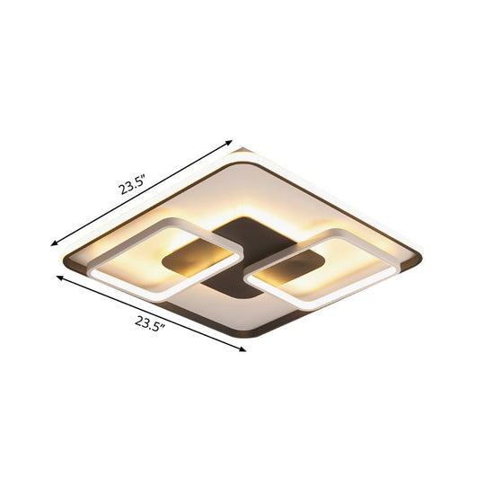 Modern Black And White Geometric Led Flushmount Living Room Light - Warm/White Multiple Sizes