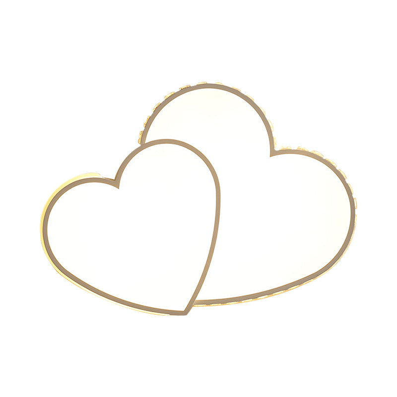 Heart Shaped Crystal Led Ceiling Flush Light Fixture - 20.5/24.5 Wide Warm/White White Mount