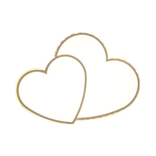 Heart Shaped Crystal Led Ceiling Flush Light Fixture - 20.5/24.5 Wide Warm/White White Mount