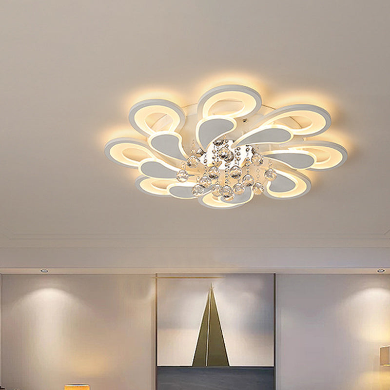 White Windmill Flush Lamp Led Acrylic Ceiling Fixture With Crystal Drop - 27’/31.5’ Modernist