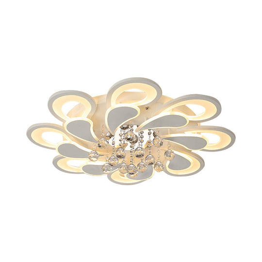 White Windmill Flush Lamp Led Acrylic Ceiling Fixture With Crystal Drop - 27’/31.5’ Modernist