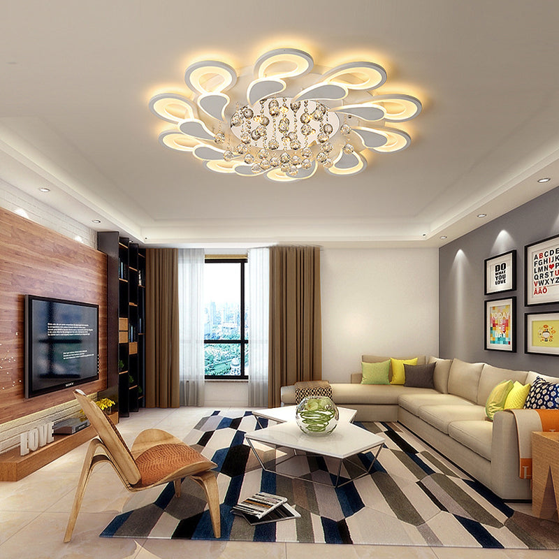 White Windmill Flush Lamp Led Acrylic Ceiling Fixture With Crystal Drop - 27’/31.5’ Modernist