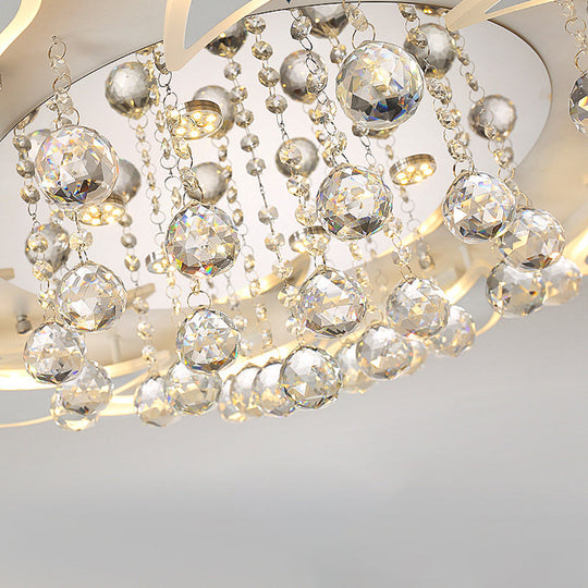 White Windmill Flush Lamp Led Acrylic Ceiling Fixture With Crystal Drop - 27’/31.5’ Modernist