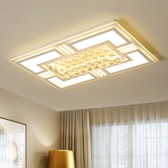 20.5’/35.5’ Wide Crystal Square/Rectangle Led Flush Ceiling Light Fixture (Warm/White)