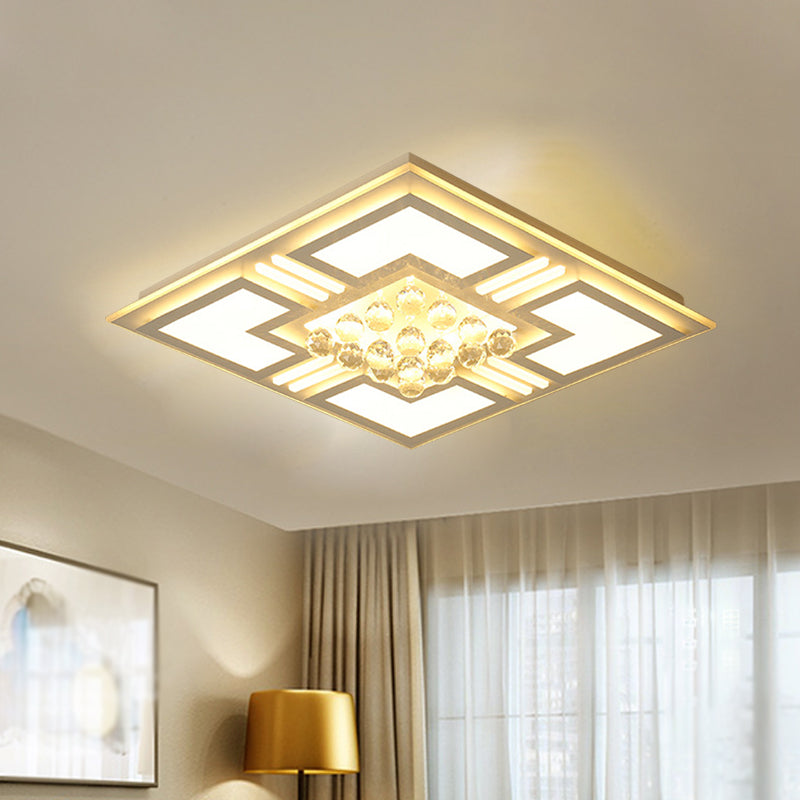 20.5’/35.5’ Wide Crystal Square/Rectangle Led Flush Ceiling Light Fixture (Warm/White)