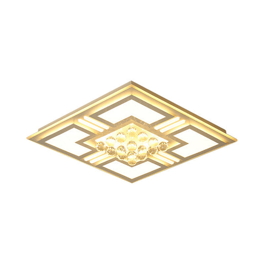 20.5’/35.5’ Wide Crystal Square/Rectangle Led Flush Ceiling Light Fixture (Warm/White)